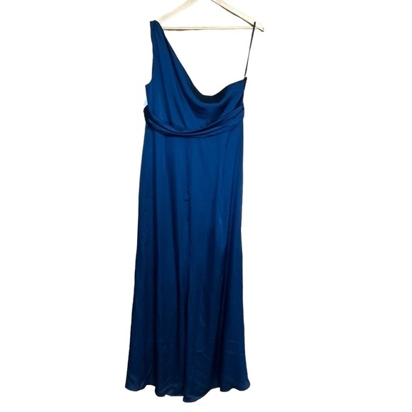 Dessy Collection Vivian Diamond Whisper Satin Dress Blue Size 20 #1266 NWT - Picture 4 of 7